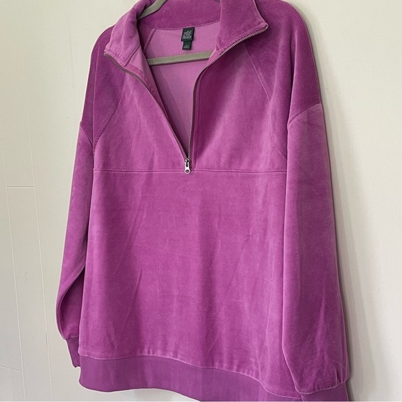 Wild Fable NEW Purple Velour Quarter Zip Pullover Top ~ NWT Size Large - Picture 12 of 16